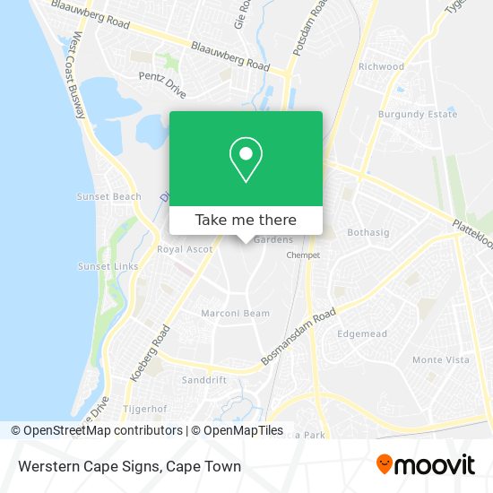 Werstern Cape Signs map