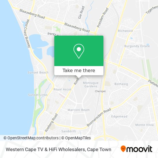 Western Cape TV & HiFi Wholesalers map