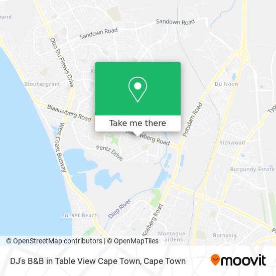 DJ's B&B in Table View Cape Town map