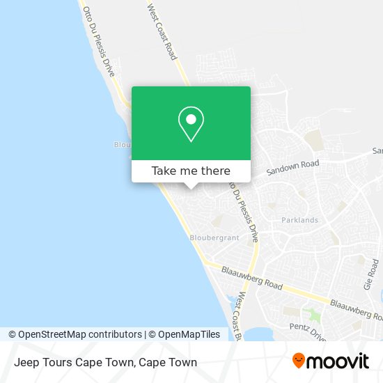 Jeep Tours Cape Town map