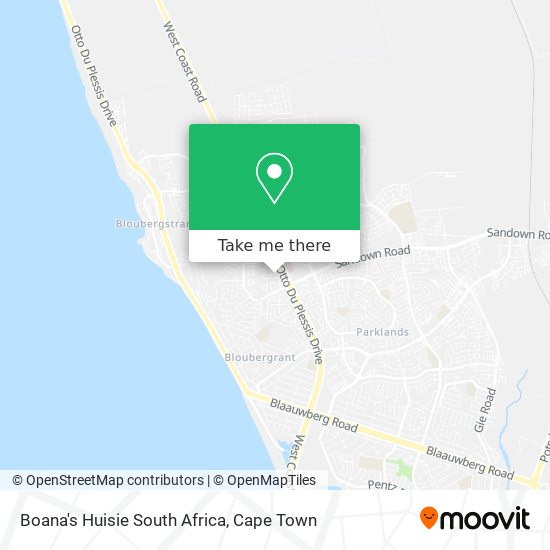 Boana's Huisie South Africa map