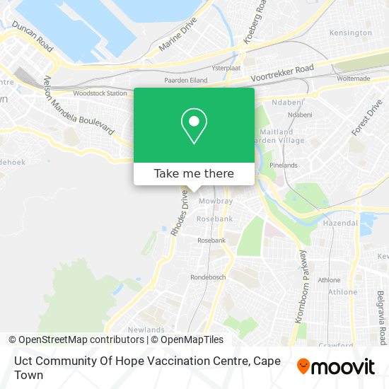Uct Community Of Hope Vaccination Centre map