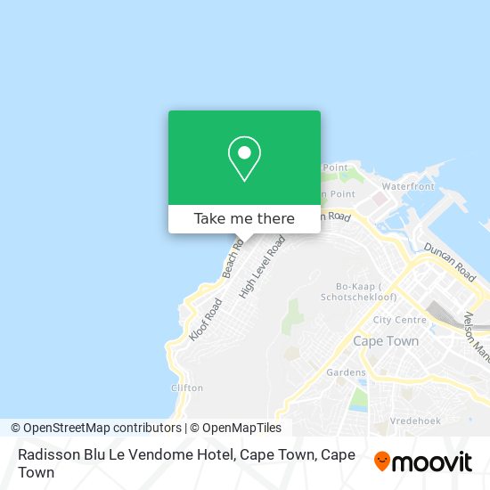 Radisson Blu Le Vendome Hotel, Cape Town map