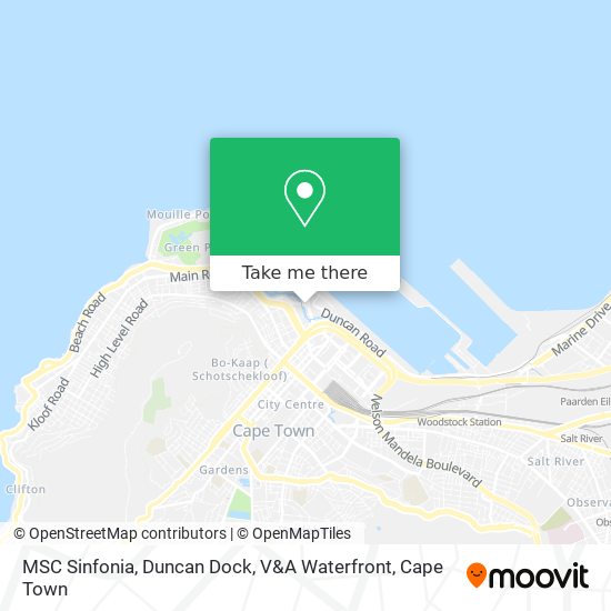 MSC Sinfonia, Duncan Dock, V&A Waterfront map