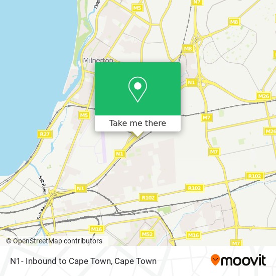 N1- Inbound to Cape Town map