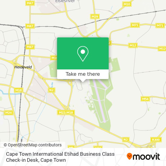 Cape Town Intermational Etihad Business Class Check-in Desk map