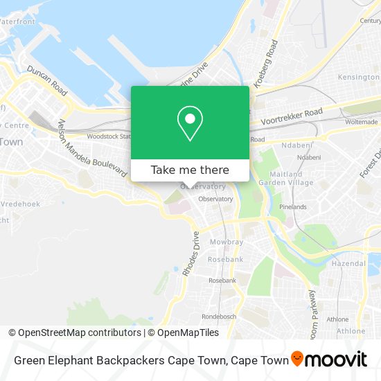 Green Elephant Backpackers Cape Town map