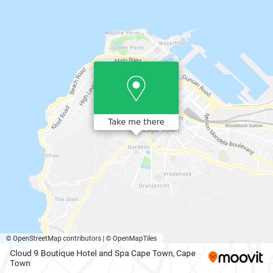 Cloud 9 Boutique Hotel and Spa Cape Town map