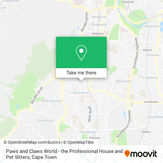 Paws and Claws World - the Professional House and Pet Sitters map