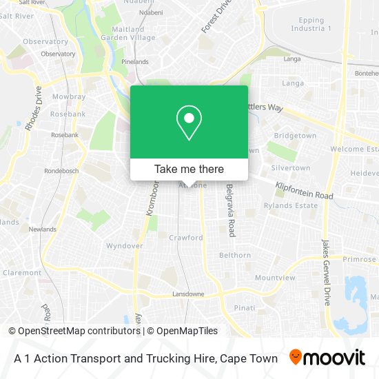 A 1 Action Transport and Trucking Hire map