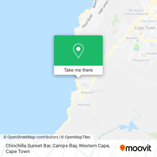 Chinchilla Sunset Bar, Camps Bay, Western Cape map