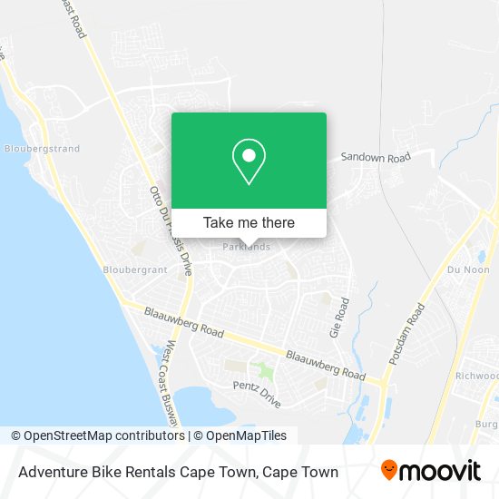 Adventure Bike Rentals Cape Town map