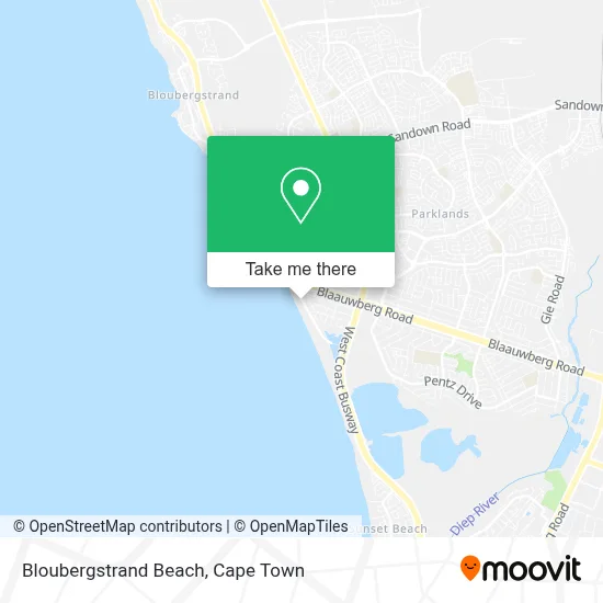 Bloubergstrand Beach map