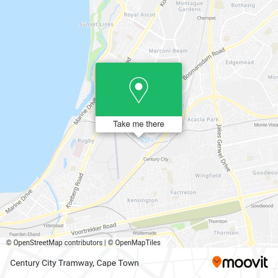 How to get to Century City Tramway in Cape by train or bus?
