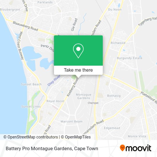 How to get to Battery Pro Montague Gardens in Cape by bus or train?