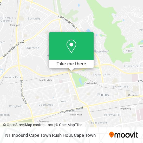 N1 Inbound Cape Town Rush Hour map