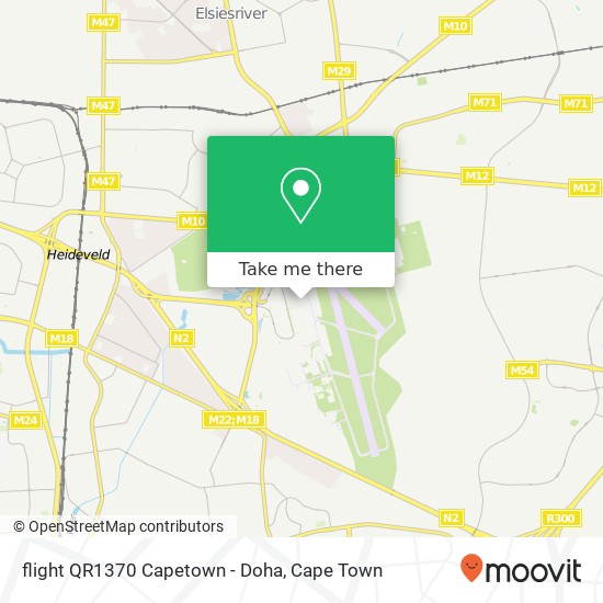 flight QR1370 Capetown - Doha map