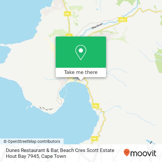 Dunes Restaurant & Bar, Beach Cres Scott Estate Hout Bay 7945 map