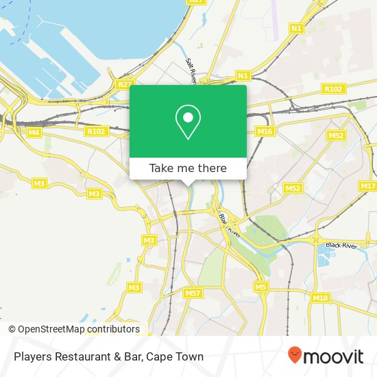 Players Restaurant & Bar, Liesbeek Pkwy Observatory Cape Town 7925 map