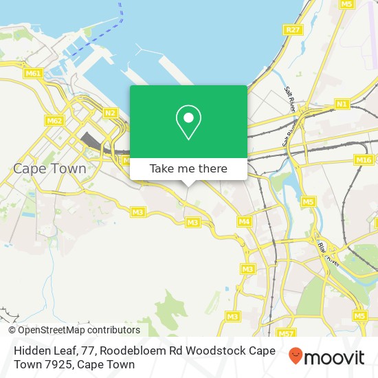 Hidden Leaf, 77, Roodebloem Rd Woodstock Cape Town 7925 map
