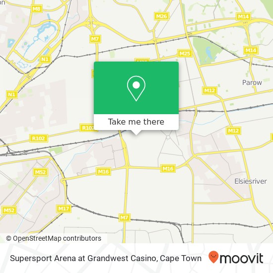 Supersport Arena at Grandwest Casino, WP Showgrounds Cape Town 7460 map