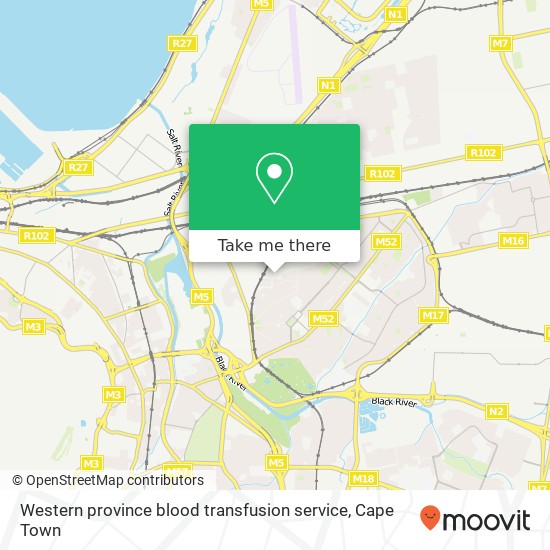 Western province blood transfusion service map