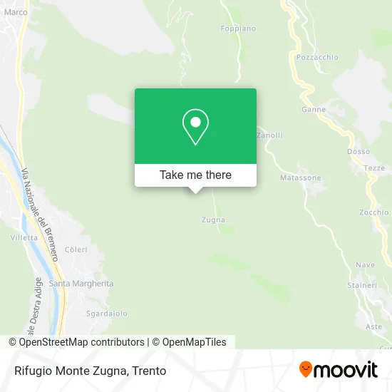 Monte Zugna Refuge map