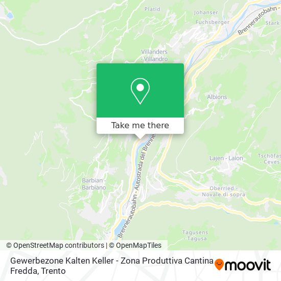 Gewerbezone Kalten Keller - Zona Produttiva Cantina Fredda map