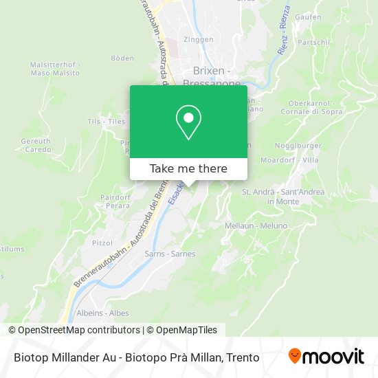 Biotop Millander Au - Biotopo Prà Millan map