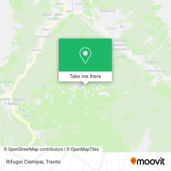 Ciampai Mountain Refuge map