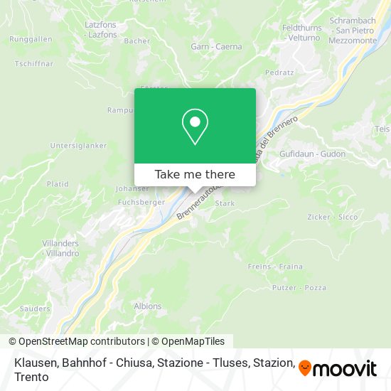 Klausen, Bahnhof - Chiusa, Stazione - Tluses, Stazion map