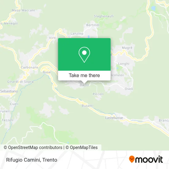 Camini Refuge map