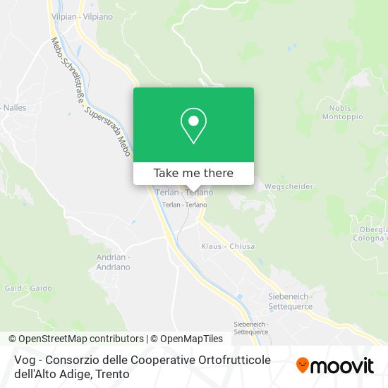 Vog - Consorzio delle Cooperative Ortofrutticole dell'Alto Adige map