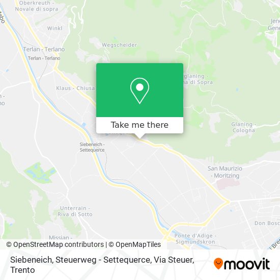 Siebeneich, Steuerweg - Settequerce, Via Steuer map