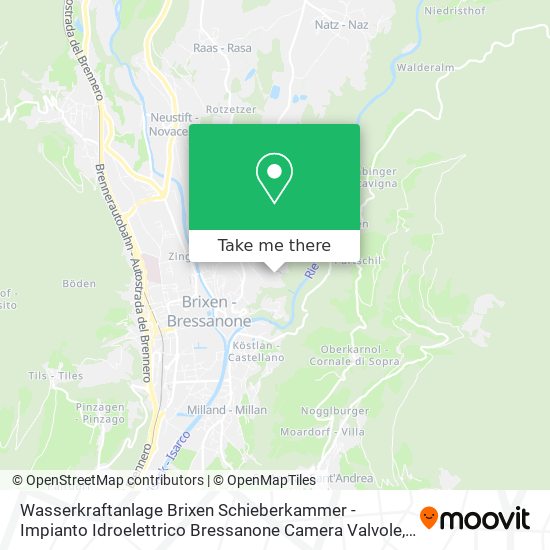 Wasserkraftanlage Brixen Schieberkammer - Impianto Idroelettrico Bressanone Camera Valvole map
