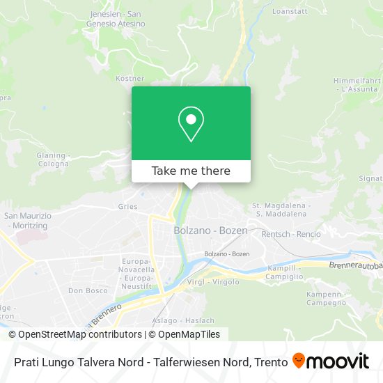 Prati Lungo Talvera Nord - Talferwiesen Nord map