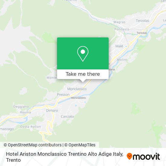 Hotel Ariston Monclassico Trentino Alto Adige Italy map