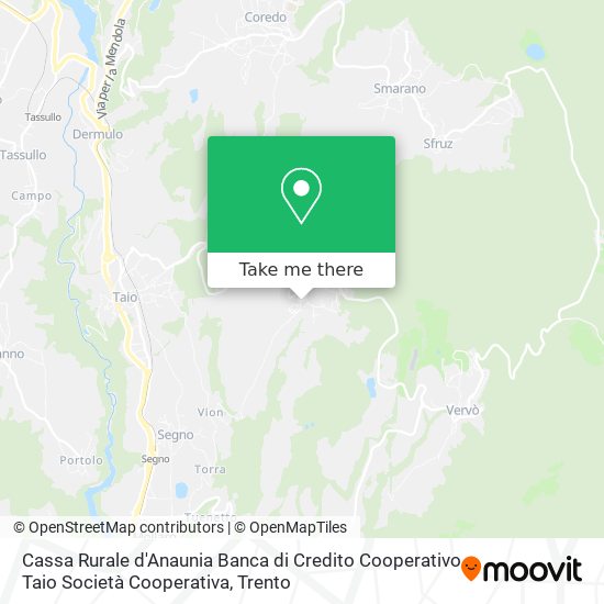 Cassa Rurale d'Anaunia Banca di Credito Cooperativo Taio Società Cooperativa map