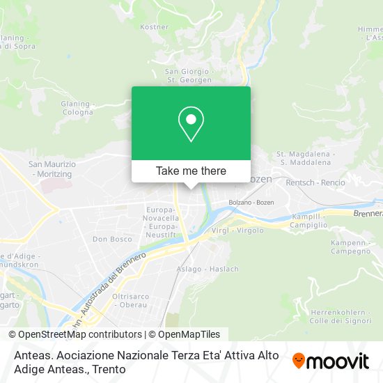 Anteas. Aociazione Nazionale Terza Eta' Attiva Alto Adige Anteas. map