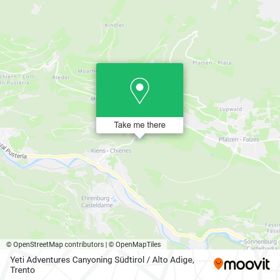 Yeti Adventures Canyoning Südtirol / Alto Adige map