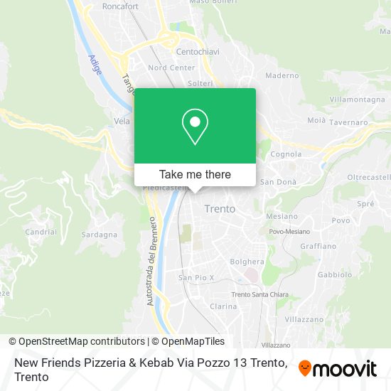 New Friends Pizzeria & Kebab Via Pozzo 13 Trento map