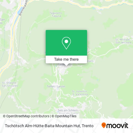 Tschötsch Alm-Hütte-Baita-Mountain Hut map