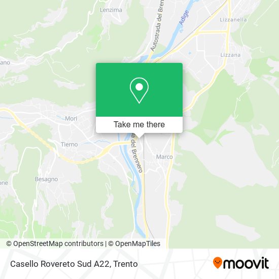 Casello Rovereto Sud A22 map