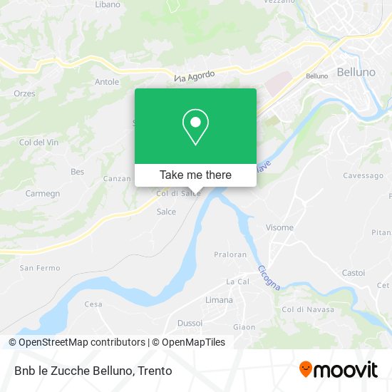 Bnb le Zucche Belluno map