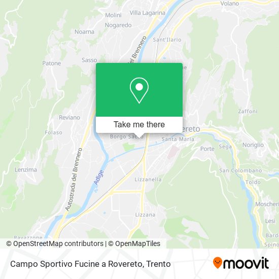 Campo Sportivo Fucine a Rovereto map