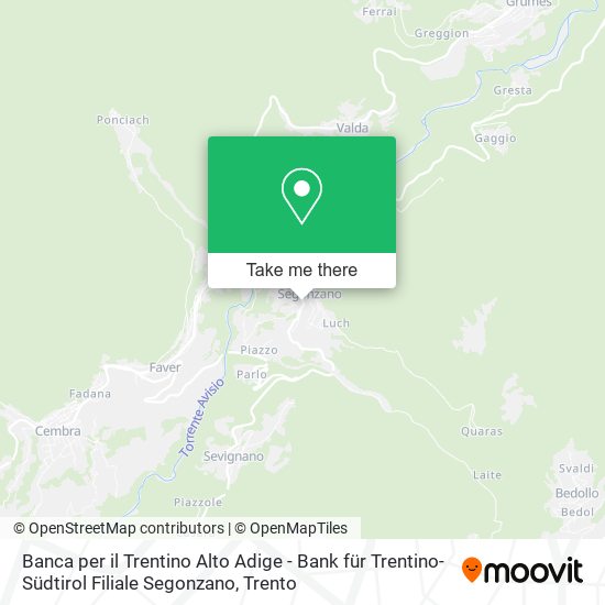 Banca per il Trentino Alto Adige - Bank für Trentino-Südtirol Filiale Segonzano map