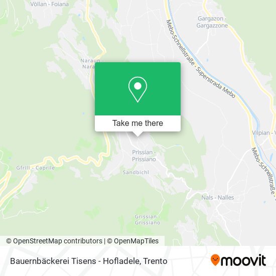 Bauernbäckerei Tisens - Hofladele map