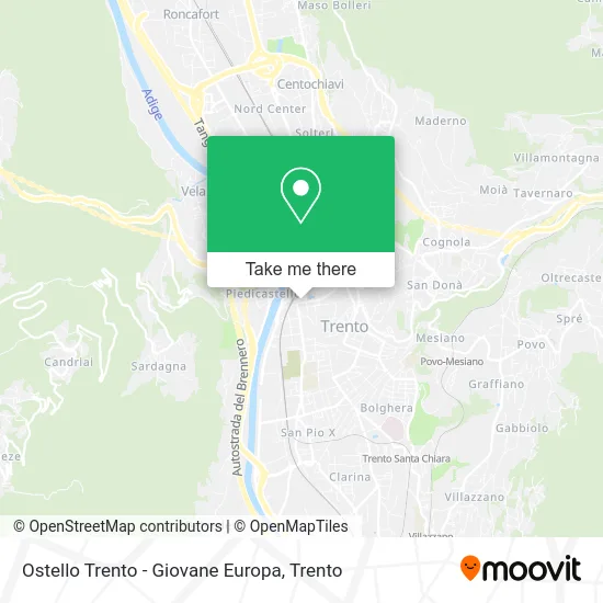 Ostello Trento - Giovane Europa map