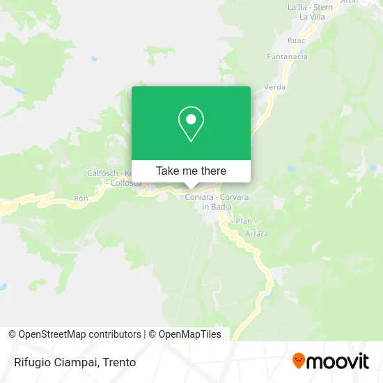Ciampai Mountain Refuge map