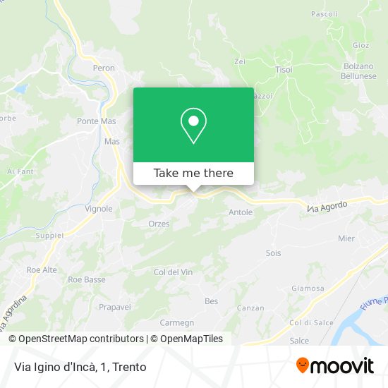 Via Igino d'Incà, 1 map
